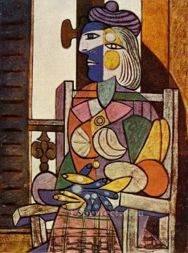  sitting - Woman Sitting in front of the window Marie Therese 1937 cubist Pablo Picasso
